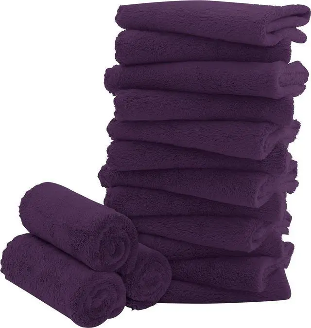 Main image of 16 Pack Baby Washcloths - Luxury Coral Fleece - Extra Absorbent and Soft Wash Clothes for Newborns, Infants and Toddlers - Suitable for Sensitive Skin and New Born - Baby Shower - Plum, 10x10 Inch