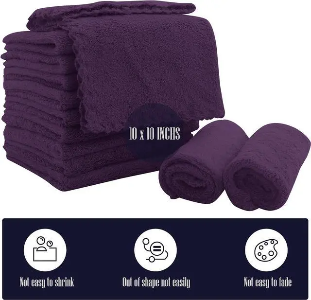 Alt view image 2 of 6 - 16 Pack Baby Washcloths - Luxury Coral Fleece - Extra Absorbent and Soft Wash Clothes for Newborns, Infants and Toddlers - Suitable for Sensitive Skin and New Born - Baby Shower - Plum, 10x10 Inch