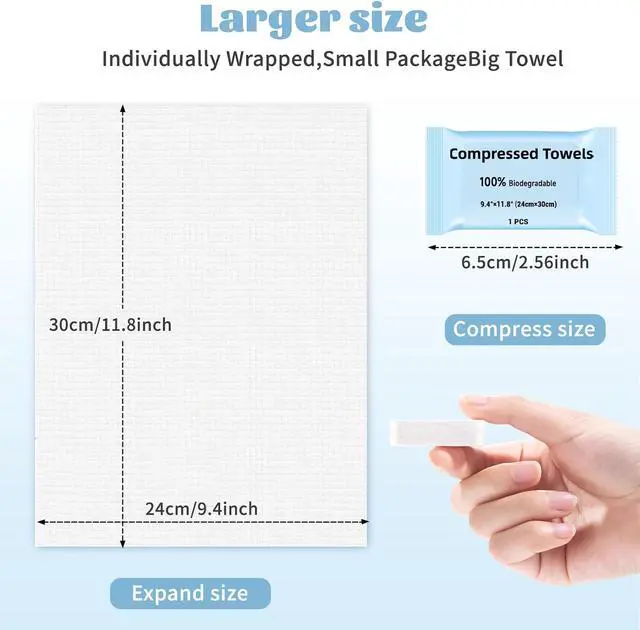 Alt view image 2 of 7 - Compressed Towels, Large Size Disposable Face Compressed Towel, 30 PCS Ultra Soft Portable Washcloths Tablets Reusable for Travel, Camping, Hiking, Sport, Beauty, Home Hand Cloths, Outdoor