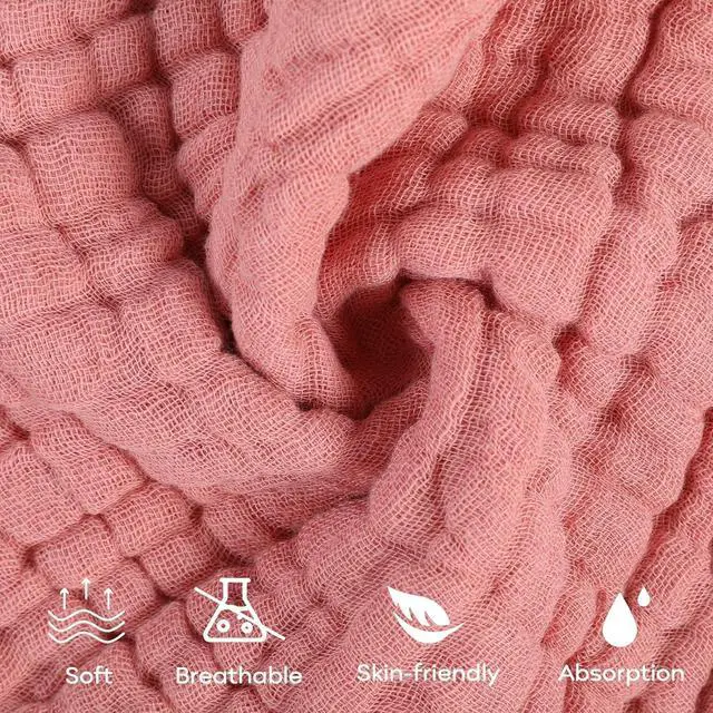 Alt view image 2 of 7 - Yoofoss Muslin Baby Washcloths 100% Organic Cotton Face Towels 6 Pack Wash Cloths for Baby 12x12in Soft and Absorbent Baby Wipes (Gradient Pink)