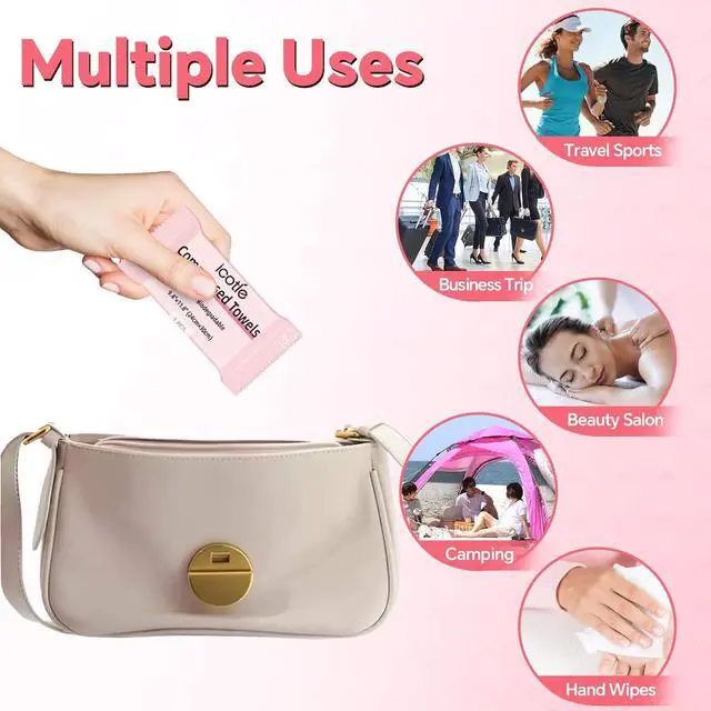Alt view image 6 of 6 - ICOTLE 50 Pcs Compressed Towels Disposable Cotton Coin Tissue Pack, Portable Face Cloths, Soft Thick Expandable Wash Towels for Travel, Home, Camping, Outdoor, Gym, Makeup Removal