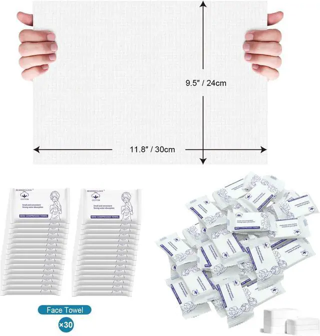 Alt view image 3 of 7 - 30 Pack Disposable Washcloths for Travel Compressed Towels Tablets | Portable Disposable Face Towel, Thick Reusable Travel Wash Cloth for Camping Hiking Outdoor Sports Beauty Salon Trip Hotel