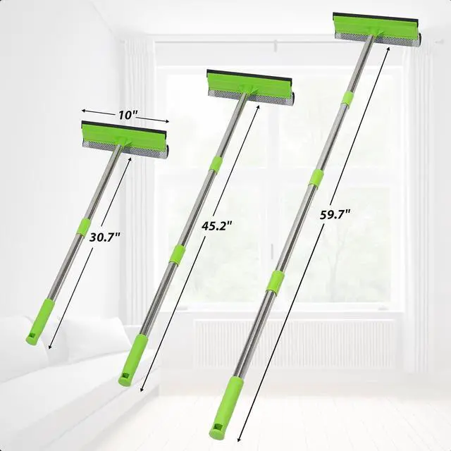 Alt view image 3 of 7 - 2 in 1 Window Squeegee with 55" Long Stainless Steel Handle,Sponge Car Squeegee for Home,Gas Station,Glass,Shower,Outdoor High Window Cleaning