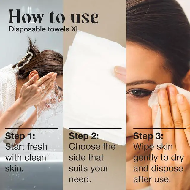 Alt view image 3 of 7 - 50 CT Face Cloths for Washing Face Biodegradable Viscose Disposable Face Towel Ultra Absorbent Clean Towels Wipes for Skincare & Makeup Removal Lint-Free Facial Towelettes for Sensitive Skin