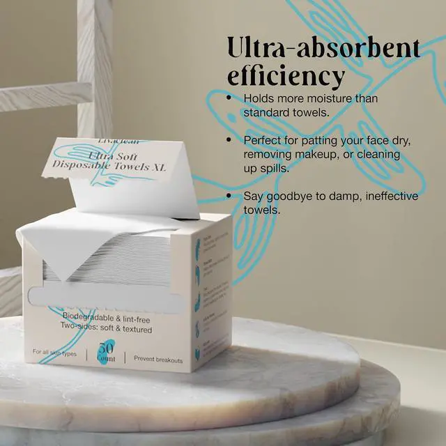 Alt view image 6 of 7 - 50 CT Face Cloths for Washing Face Biodegradable Viscose Disposable Face Towel Ultra Absorbent Clean Towels Wipes for Skincare & Makeup Removal Lint-Free Facial Towelettes for Sensitive Skin