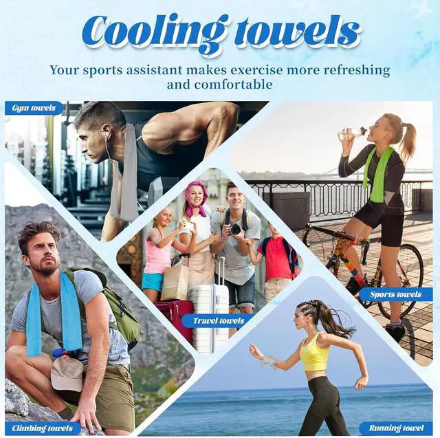 Alt view image 2 of 7 - PAWPRO 4 Packs Soft Breathable Cooling Towels for Neck and Face(40"x12") | Waterproof Bag, Carabiner, Microfiber, for Yoga, Sport,Gym,Camping