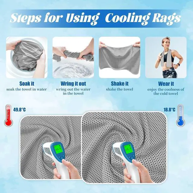 Alt view image 4 of 7 - PAWPRO 4 Packs Soft Breathable Cooling Towels for Neck and Face(40"x12") | Waterproof Bag, Carabiner, Microfiber, for Yoga, Sport,Gym,Camping