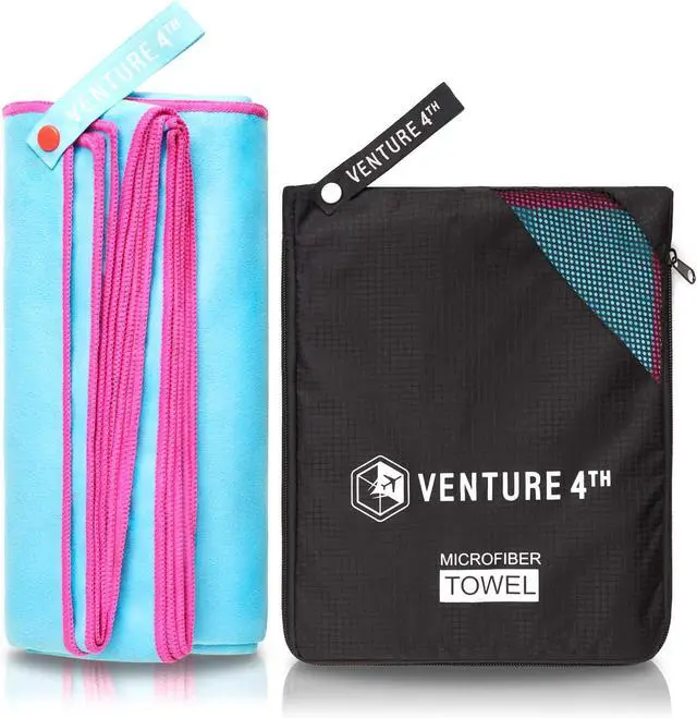 Main image of VENTURE 4TH Quick Dry Travel Towel, Ultra Soft Microfiber - 3 Sizes | Odor-resistant, absorbs 7x more than cotton. Fast-drying, skin-friendly microfiber. Includes tear-resistant carry bag.