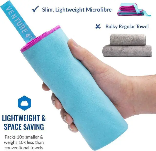 Alt view image 2 of 6 - VENTURE 4TH Quick Dry Travel Towel, Ultra Soft Microfiber - 3 Sizes | Odor-resistant, absorbs 7x more than cotton. Fast-drying, skin-friendly microfiber. Includes tear-resistant carry bag.