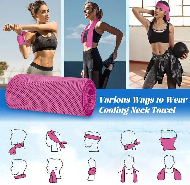 Alt view image 5 of 7 - PAWPRO 4 Packs Soft Breathable Cooling Towels for Neck and Face(40"x12") | Waterproof Bag, Carabiner, Microfiber, for Yoga, Sport,Gym,Camping