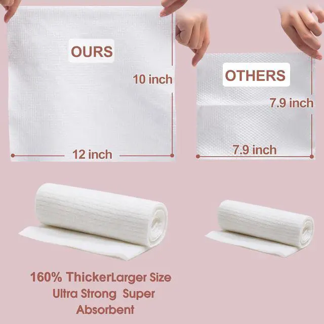 Alt view image 2 of 7 - Disposable Face Towel Cloth Thicker Large Size 10"X12"Face Towelettes Disposable for Washing Clean Skin Towels Cleaning Towels