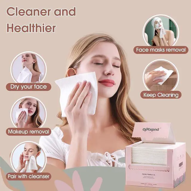 Alt view image 5 of 7 - Disposable Face Towel Cloth Thicker Large Size 10"X12"Face Towelettes Disposable for Washing Clean Skin Towels Cleaning Towels
