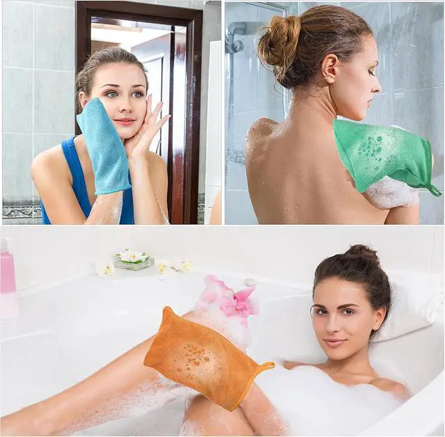 Alt view image 2 of 7 - PHOGARY 5 Pack Microfiber Face Cloths, 6"x8" Fast Drying Bath Mitts Washcloth, Super Absorbent Soft Lightweight Towel Body Facial Cloths Small Wash Mitt for Travel Showering Washing Face