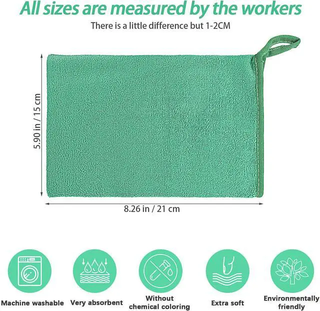 Alt view image 3 of 7 - PHOGARY 5 Pack Microfiber Face Cloths, 6"x8" Fast Drying Bath Mitts Washcloth, Super Absorbent Soft Lightweight Towel Body Facial Cloths Small Wash Mitt for Travel Showering Washing Face