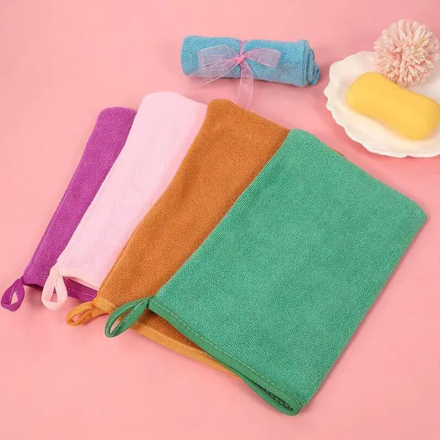 Alt view image 6 of 7 - PHOGARY 5 Pack Microfiber Face Cloths, 6"x8" Fast Drying Bath Mitts Washcloth, Super Absorbent Soft Lightweight Towel Body Facial Cloths Small Wash Mitt for Travel Showering Washing Face