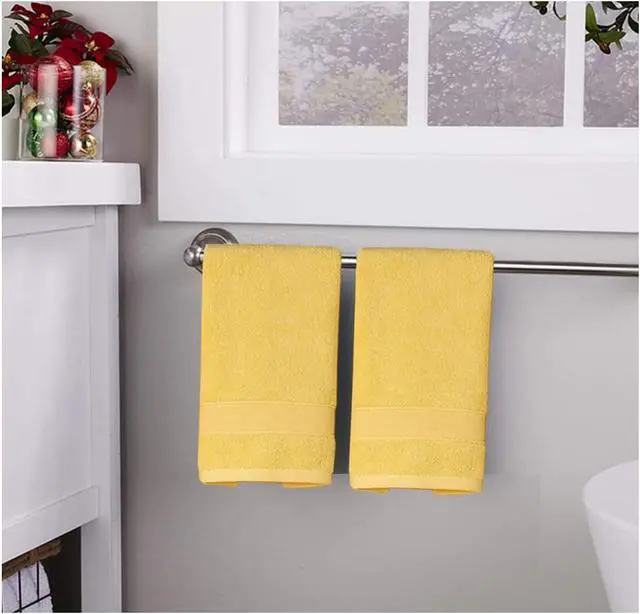 Alt view image 5 of 7 - Lchkrep 2 Pack Cotton Hand Towels, Cotton Salon Thick Towels - Gym Towel 14" x 30", Face Cloth, Soft and Absorbent Washcloths Set for Home Bathroom Hotel (Yllowe-2PACK)