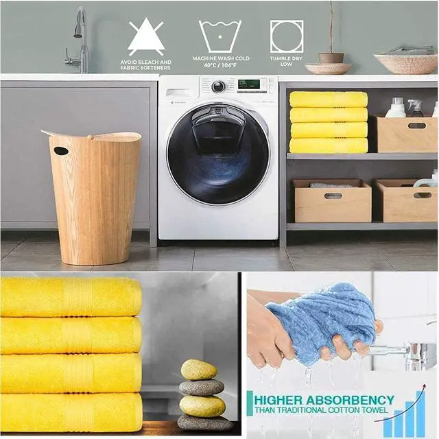Alt view image 7 of 7 - Lchkrep 2 Pack Cotton Hand Towels, Cotton Salon Thick Towels - Gym Towel 14" x 30", Face Cloth, Soft and Absorbent Washcloths Set for Home Bathroom Hotel (Yllowe-2PACK)