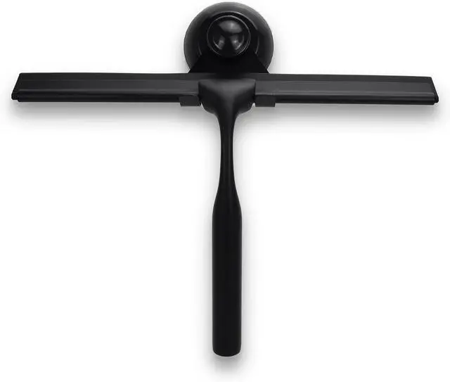 Main image of Matte Black Shower Squeegee for Glass Doors with Adhesive Hooks, Squeegee for Shower Glass, Cleaner Tool for Bathroom Household Window Mirror Tile Wall Car, 10 Inch Black