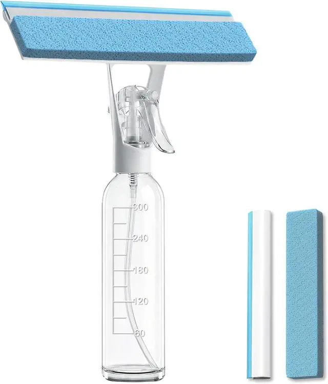 Main image of 3-in-1 Window Squeegee for Window Cleaning with 300ML Tank & Scrubber | Window Cleaning Kit with Sponge Scrubber, Shower Squeegee for Glass Doors, Mirrors, Windshields, Car Windows & Hanging Hole