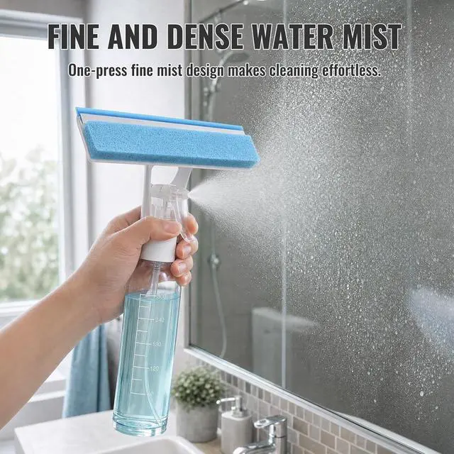 Alt view image 2 of 7 - 3-in-1 Window Squeegee for Window Cleaning with 300ML Tank & Scrubber | Window Cleaning Kit with Sponge Scrubber, Shower Squeegee for Glass Doors, Mirrors, Windshields, Car Windows & Hanging Hole