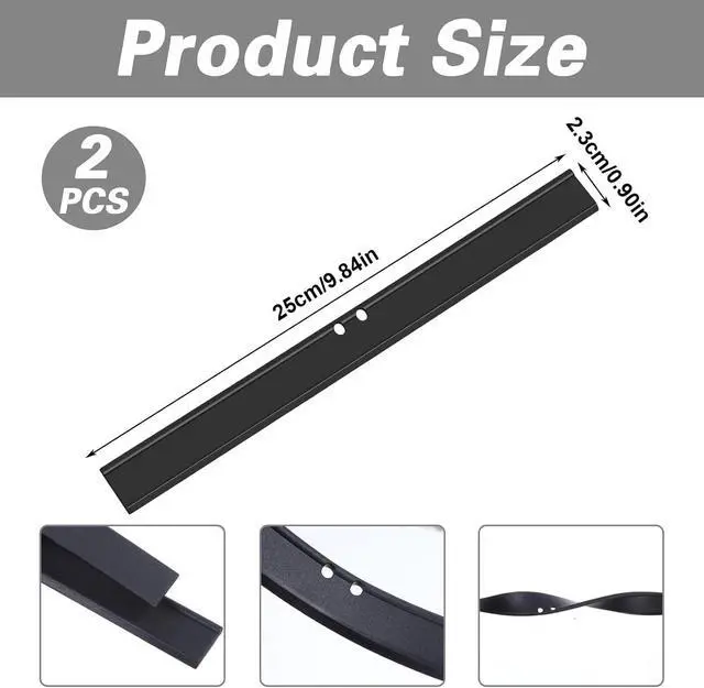 Alt view image 2 of 7 - 2 PCS Rubber Squeegee Replacement Blades, Black Squeegee Replacement Rubber 10 Inch Standard Shower Glass Doors Squeegees Replacements Squeegees Silicone Accessory, Black