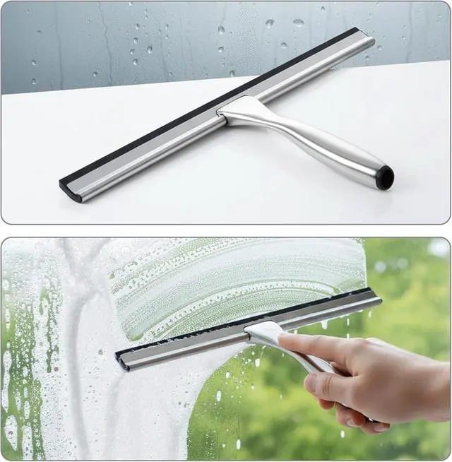 Alt view image 4 of 7 - 2 PCS Rubber Squeegee Replacement Blades, Black Squeegee Replacement Rubber 10 Inch Standard Shower Glass Doors Squeegees Replacements Squeegees Silicone Accessory, Black