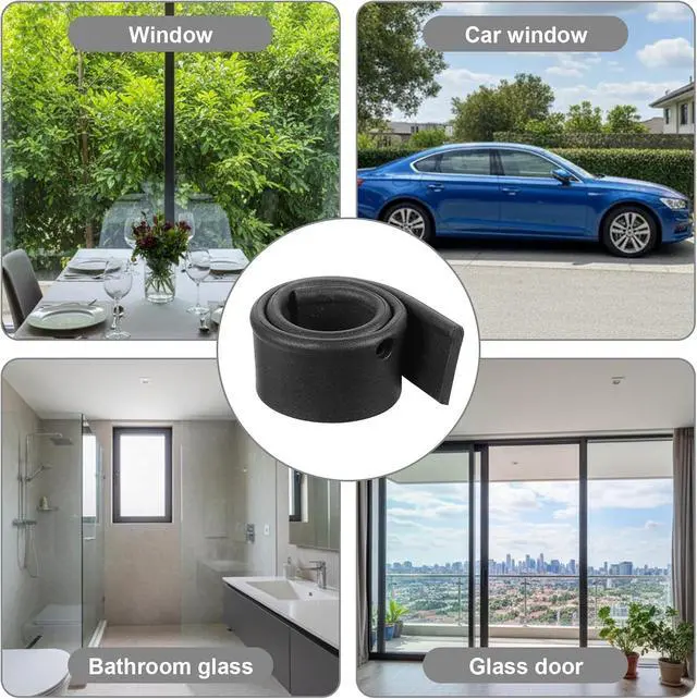 Alt view image 7 of 7 - 2 PCS Rubber Squeegee Replacement Blades, Black Squeegee Replacement Rubber 10 Inch Standard Shower Glass Doors Squeegees Replacements Squeegees Silicone Accessory, Black