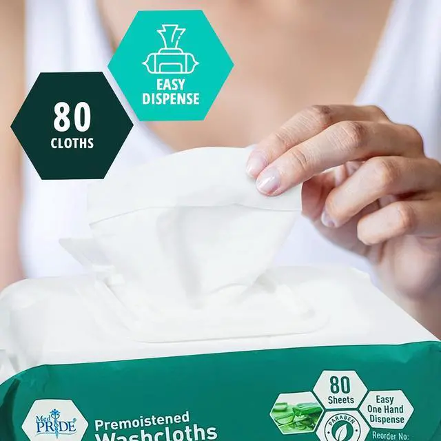 Alt view image 3 of 5 - MED PRIDE XL Premoistened Adult Washcloths 8x12 in,Sensitive Skin,80 Count