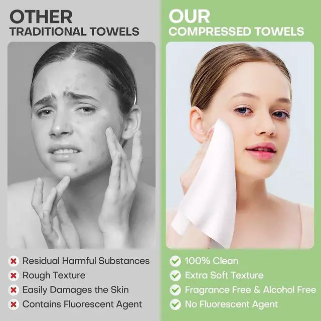 Alt view image 4 of 7 - Compressed Towel Tablets 100 Count, Disposable Face Towels for Travel, Thick Soft Washcloths, Compact Coin Tissues for Skin Care, Gym, Camping, Home, 9 x 7.8 in