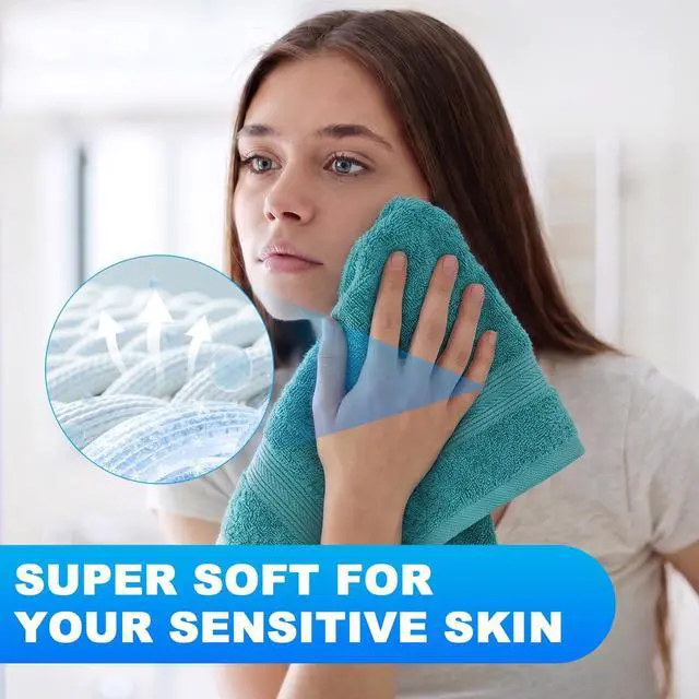 Alt view image 4 of 7 - Wash Cloths 3 Pack for Face, 100% Cotton Soft Bath Towels | 100% cotton face towels with soft absorbency and quick drying. Perfect for face, body, shower and bathroom use.