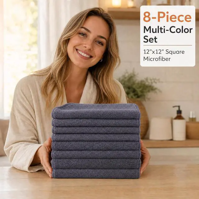 Alt view image 7 of 7 - Nugilla Makeup Remover Cloth 12 x 12 Inch, Reusable Makeup Remover Towels for Washing Face, 8 Pack Washable Microfiber Face Cloth Fast Drying Washcloth, Grey
