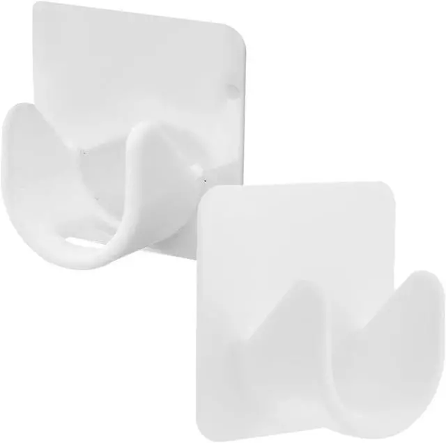 Alt view image 6 of 7 - Uonlytech No Drilling Curtain Rod Holder 2-Pack Strong Adhesive Shower Rod Support Bracket Nail-Free Wall Mount 1.65X1.65X0.78 Inch Easy Peel and Stick Installation