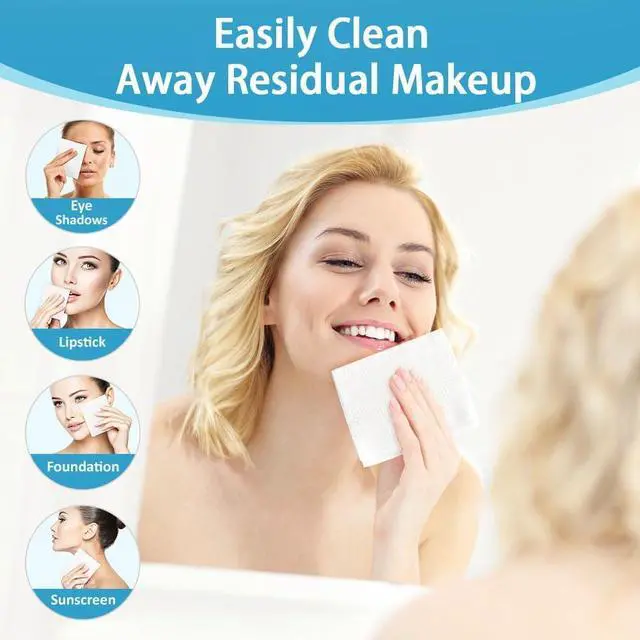 Alt view image 2 of 7 - HOMEXCEL Face Towels, Disposable Face Towelette Ultra Soft & Absorbent | Biodegradable Makeup Remover Dry Wipes, Facial Wash Cloth for All Skin, Lint-Free for Skincare & Cleansing, 100 Count (2 Box)