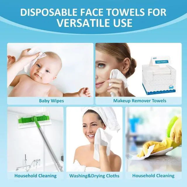 Alt view image 4 of 7 - HOMEXCEL Face Towels, Disposable Face Towelette Ultra Soft & Absorbent | Biodegradable Makeup Remover Dry Wipes, Facial Wash Cloth for All Skin, Lint-Free for Skincare & Cleansing, 100 Count (2 Box)