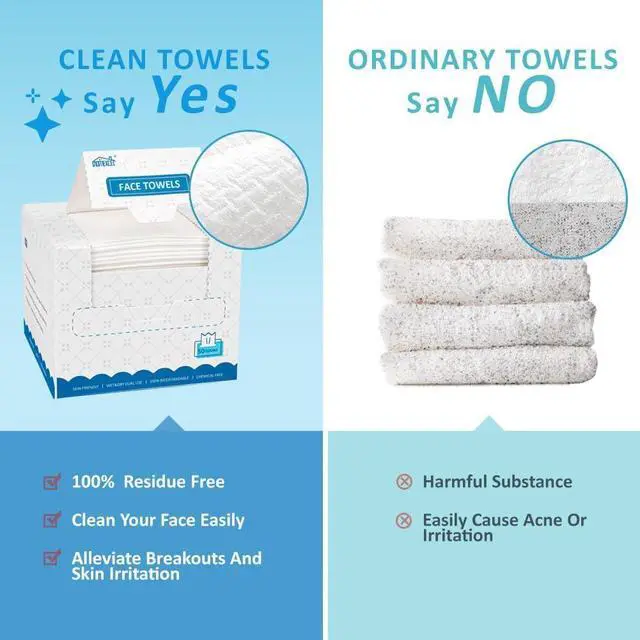 Alt view image 7 of 7 - HOMEXCEL Face Towels, Disposable Face Towelette Ultra Soft & Absorbent | Biodegradable Makeup Remover Dry Wipes, Facial Wash Cloth for All Skin, Lint-Free for Skincare & Cleansing, 100 Count (2 Box)