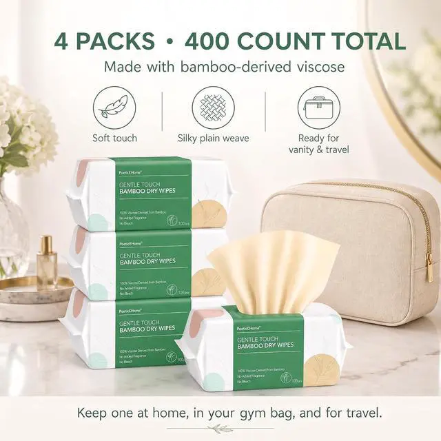 Alt view image 6 of 6 - PoeticEHome Face Towels Disposable, Ultra Soft Clean Dry Wipes | Hypoallergenic & Biodegradable Cleansing Tissue Cloth for Sensitive Skin, Unscented & Unbleached, 100 Count