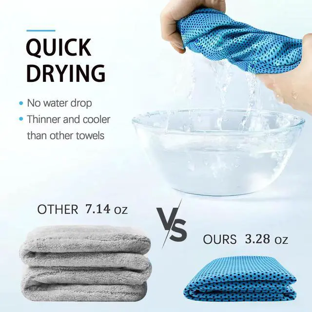 Alt view image 3 of 7 - SOYOK 4 Packs Cooling Towels, 40" x 12" Cooling Towels for Neck and Face | High-density microfiber,Soft Breathable,Portable,Reusable, Waterproof Bag,Carabiner,for Running, Yoga, Travel, Climb