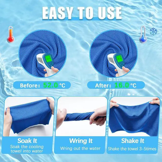 Alt view image 5 of 7 - SOYOK 4 Packs Cooling Towels, 40" x 12" Cooling Towels for Neck and Face | High-density microfiber,Soft Breathable,Portable,Reusable, Waterproof Bag,Carabiner,for Running, Yoga, Travel, Climb
