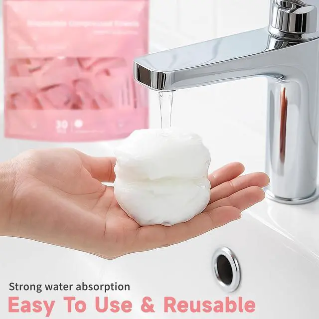 Alt view image 3 of 7 - Disposable Compressed Face Towels, Ultra Soft Large Size Compressed Towel Tablets Portable Washcloth Reusable for Travel Camping Hiking Outdoor Sports Beauty Salon (30Pcs)