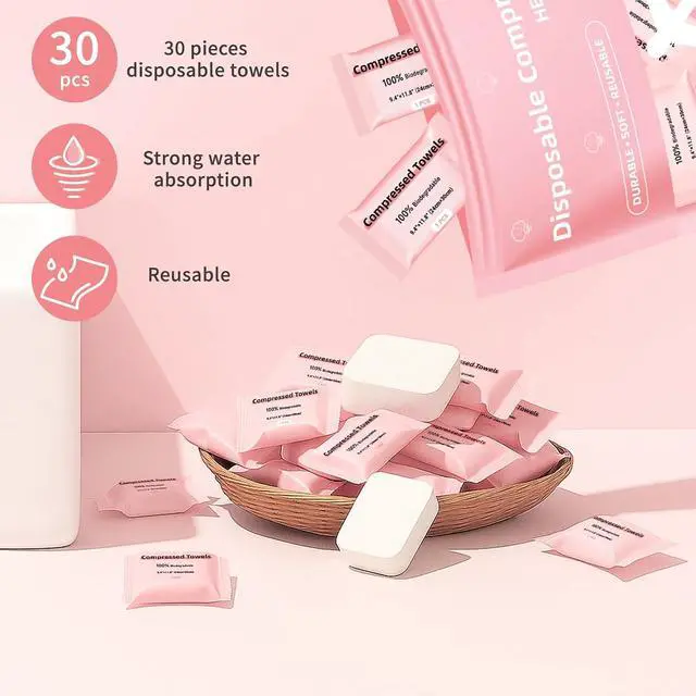 Alt view image 6 of 7 - Disposable Compressed Face Towels, Ultra Soft Large Size Compressed Towel Tablets Portable Washcloth Reusable for Travel Camping Hiking Outdoor Sports Beauty Salon (30Pcs)