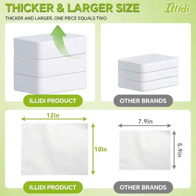 Alt view image 2 of 7 - ILLIDI Compressed Towel, Disposable Washcloths, 12 x 10 In, 50 Count