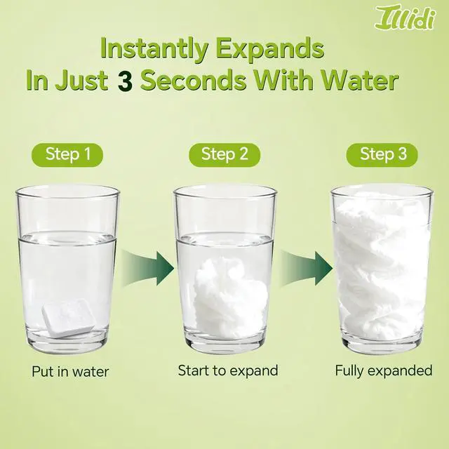 Alt view image 3 of 7 - ILLIDI Compressed Towel, Disposable Washcloths, 12 x 10 In, 50 Count