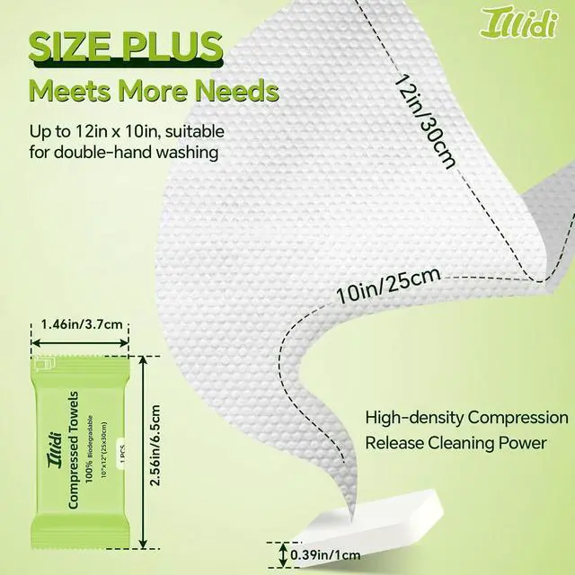 Alt view image 4 of 7 - ILLIDI Compressed Towel, Disposable Washcloths, 12 x 10 In, 50 Count