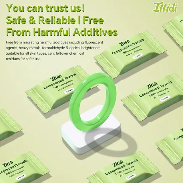 Alt view image 6 of 7 - ILLIDI Compressed Towel, Disposable Washcloths, 12 x 10 In, 50 Count