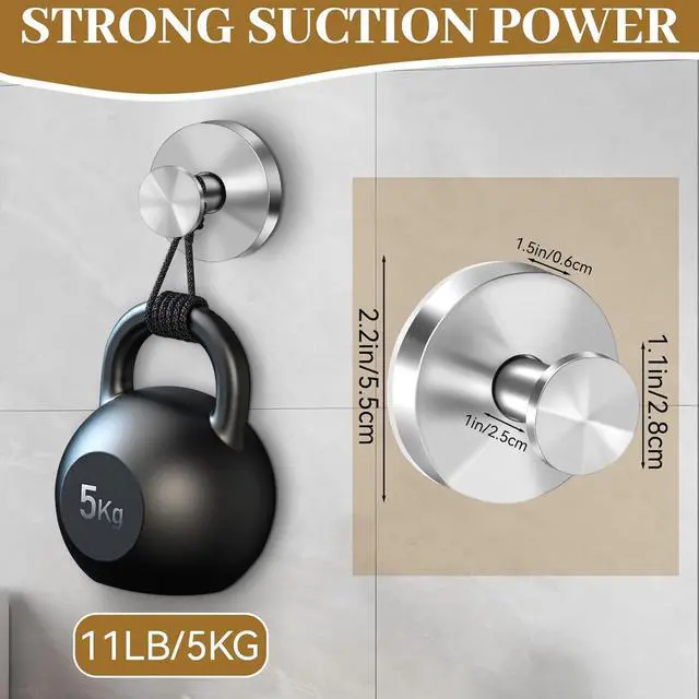 Alt view image 2 of 7 - TACGEA Suction Cup Hooks for Shower, Removable Towel Hooks for Bathroom Window Glass, Powerful Vacuum Shower Hook for Towel, Robe, Loofah - 4 Pack, Sliver