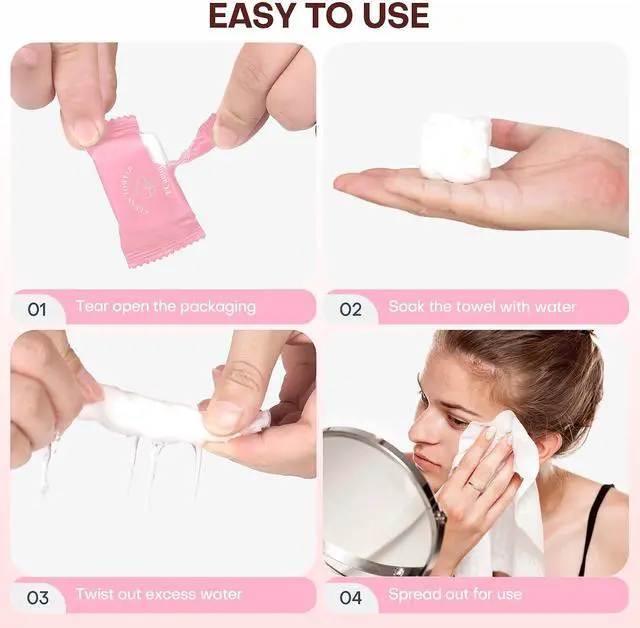 Alt view image 5 of 7 - Compressed Face Towels, 12x9" Portable Reusable Travel Washcloths | Individually wrapped, expand into soft cloths for gym, hiking & camping outdoors.