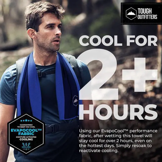 Alt view image 2 of 7 - Tough Outdoors Cooling Towels for Neck Face - Neck Cooling Towel for Hot Weather Yoga Sports Golf Sweat - Instant Cold Towel