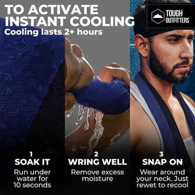 Alt view image 3 of 7 - Tough Outdoors Cooling Towels for Neck Face - Neck Cooling Towel for Hot Weather Yoga Sports Golf Sweat - Instant Cold Towel