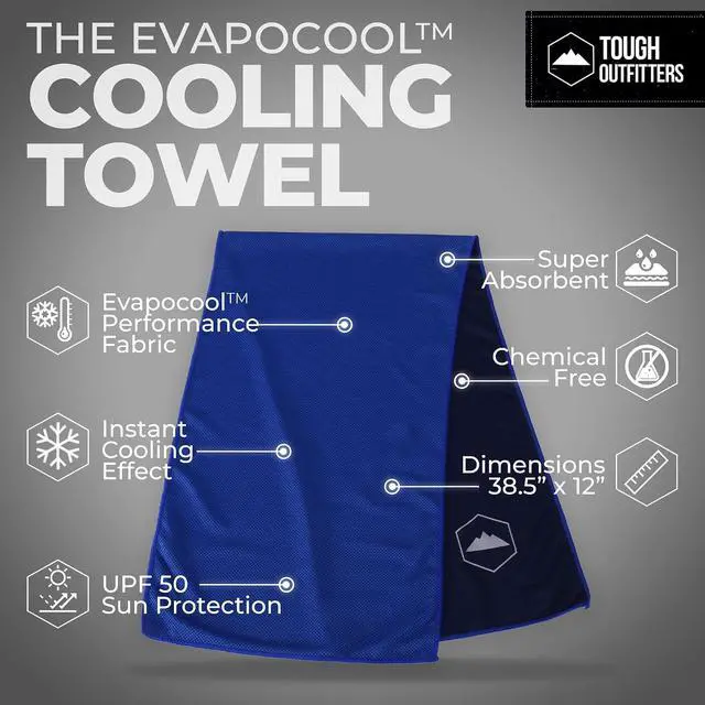 Alt view image 4 of 7 - Tough Outdoors Cooling Towels for Neck Face - Neck Cooling Towel for Hot Weather Yoga Sports Golf Sweat - Instant Cold Towel