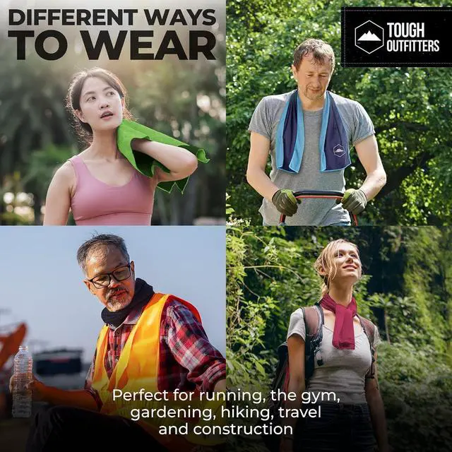 Alt view image 6 of 7 - Tough Outdoors Cooling Towels for Neck Face - Neck Cooling Towel for Hot Weather Yoga Sports Golf Sweat - Instant Cold Towel